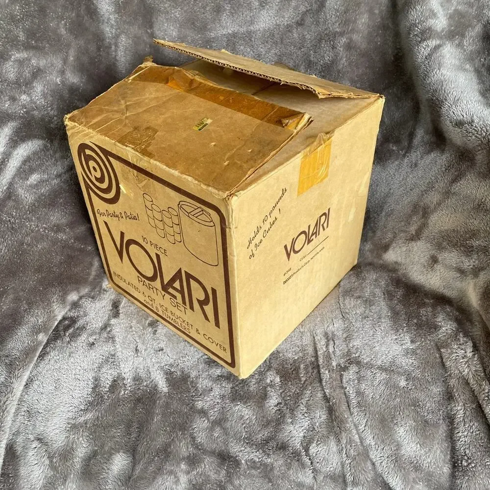 Vintage Melamine Ice Bucket with 8 Matching Cups MCM Beacon Volari with Box